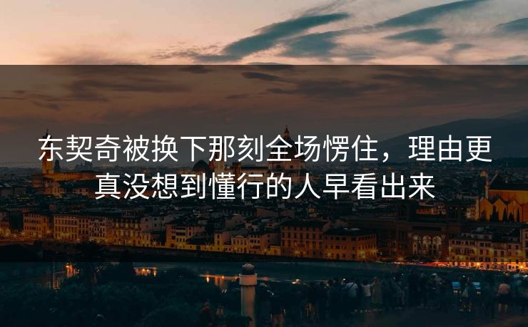东契奇被换下那刻全场愣住，理由更真没想到懂行的人早看出来