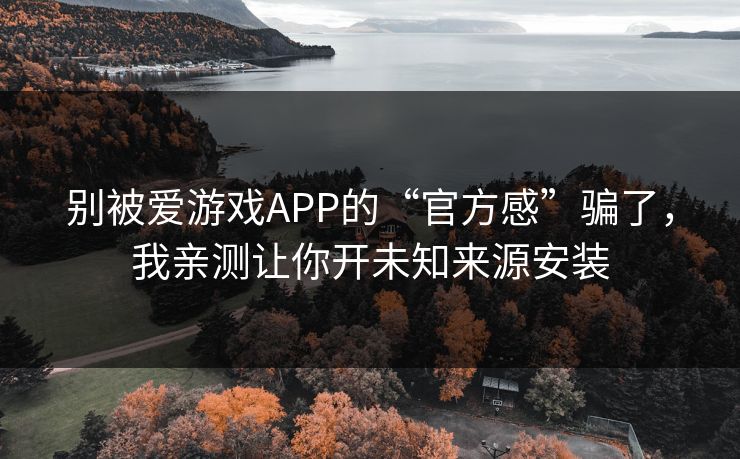 别被爱游戏APP的“官方感”骗了，我亲测让你开未知来源安装