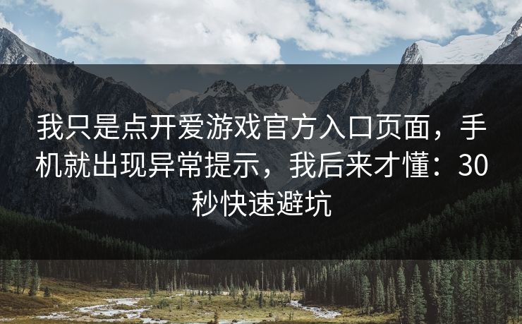 我只是点开爱游戏官方入口页面，手机就出现异常提示，我后来才懂：30秒快速避坑